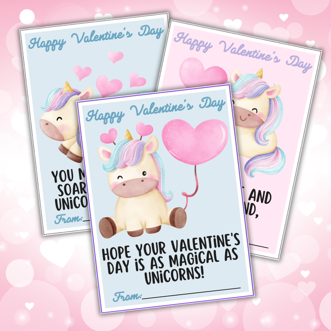 Unicorn Valentines Day Cards Printable