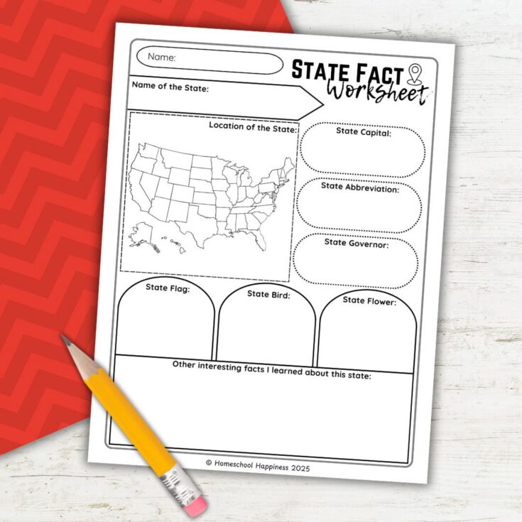 Image for State Facts Worksheet