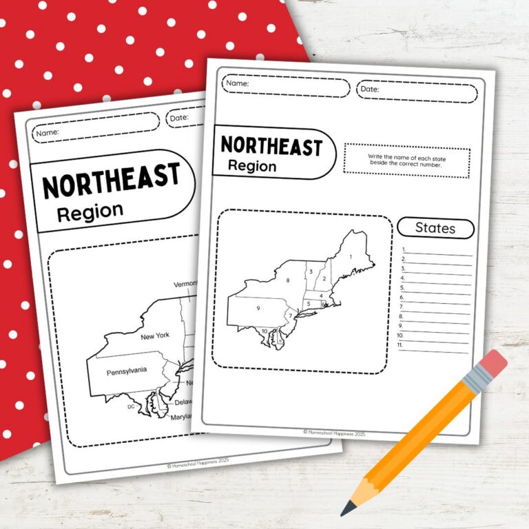 Printable 5 Regions of the United States Worksheets for Kids