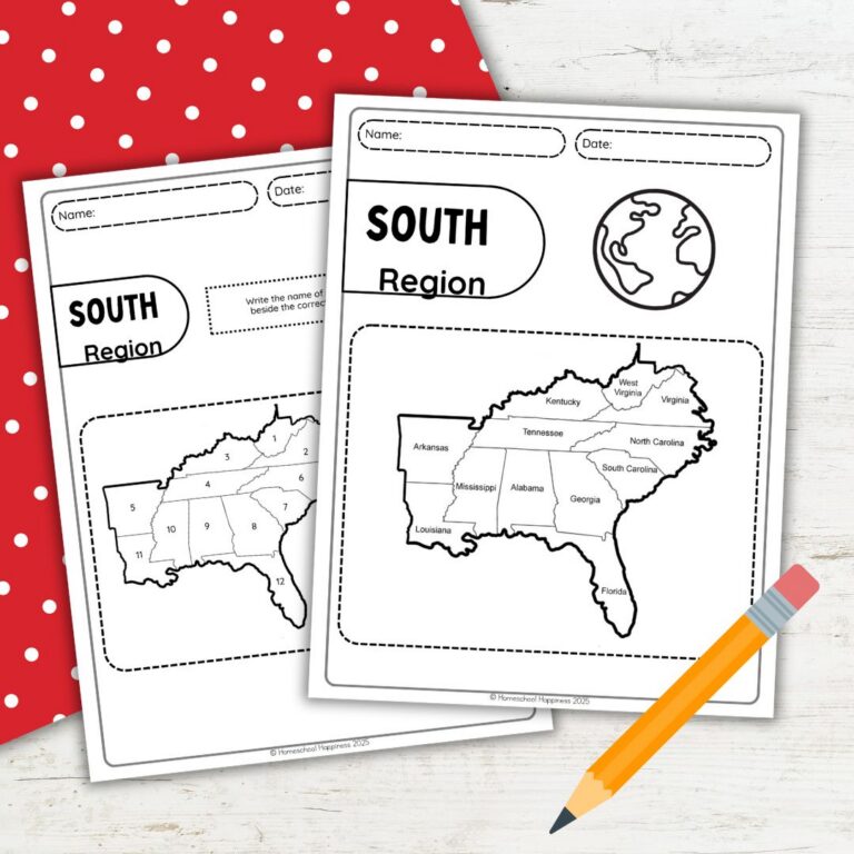 Printable 5 Regions of the United States Worksheets for Kids