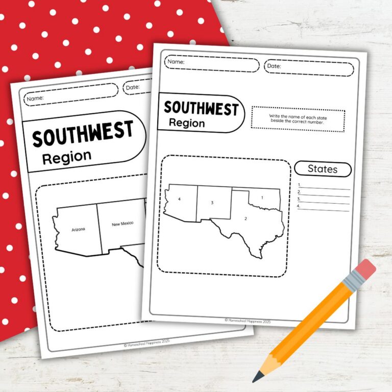 Printable 5 Regions of the United States Worksheets for Kids