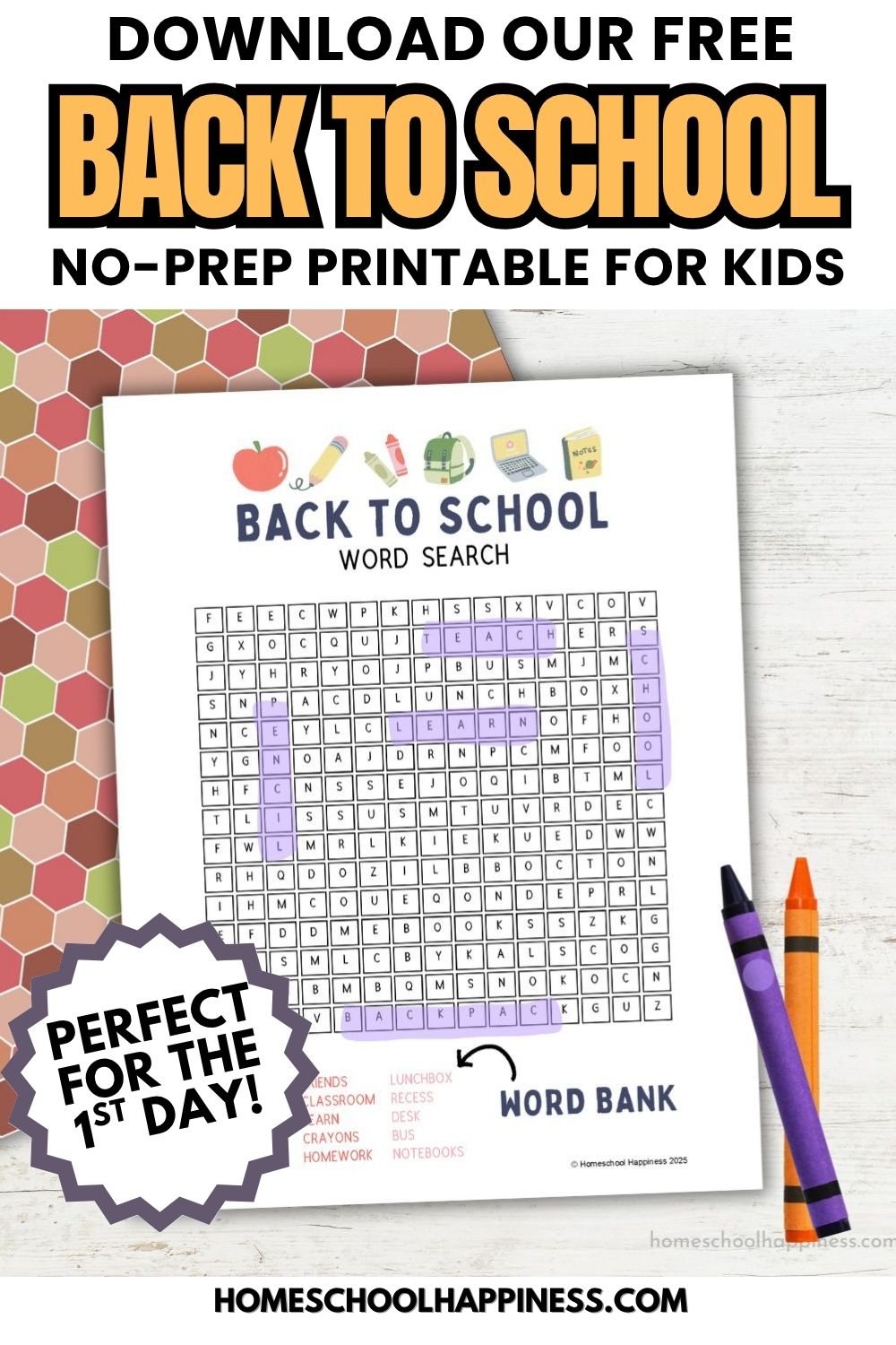 Back to School Word Search for Kids | Free Printable